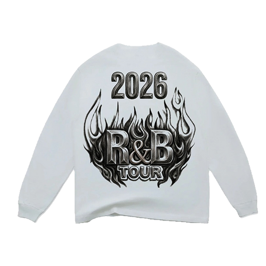 Chris Brown R&B Tour Flame White Longsleeve Tee